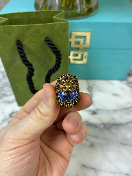 Gucci Jewelry - Gucci Lion Head Ring w/ Blue Stone Brand New Authentic - IT Size 16 = 7.75 US